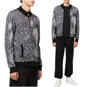 Billionaire Logo-crest Grey And Black Bomber Knit Jacket Size S or XS